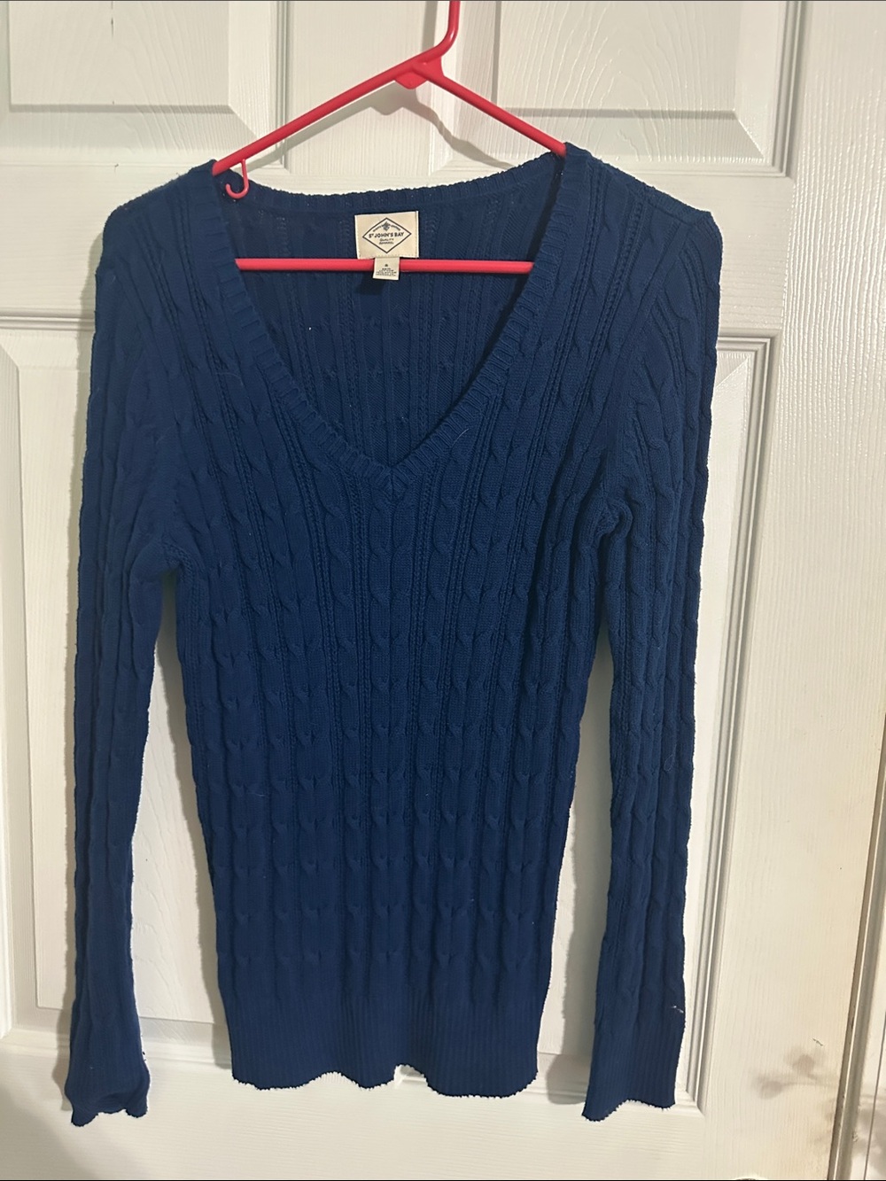 St. John's Bay Deep Blue Cable Knit V-Neck Sweater